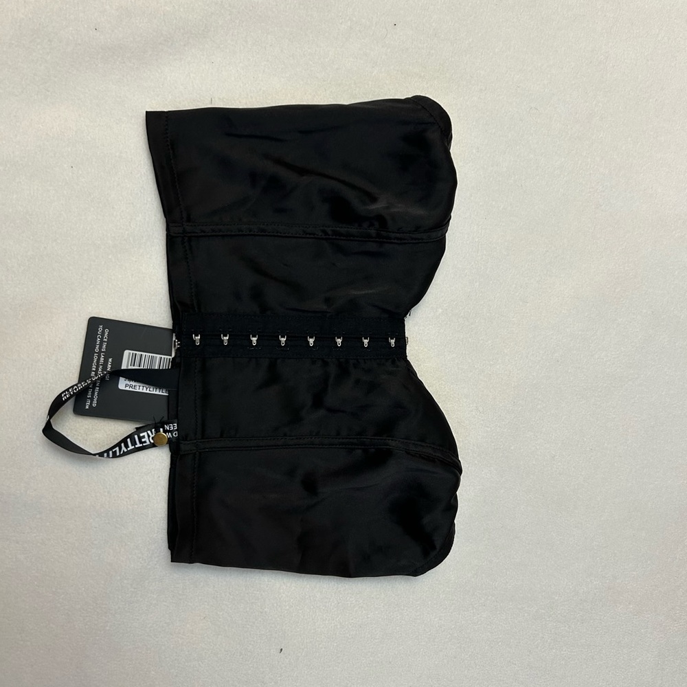 Black Silk Strapless Crop Top